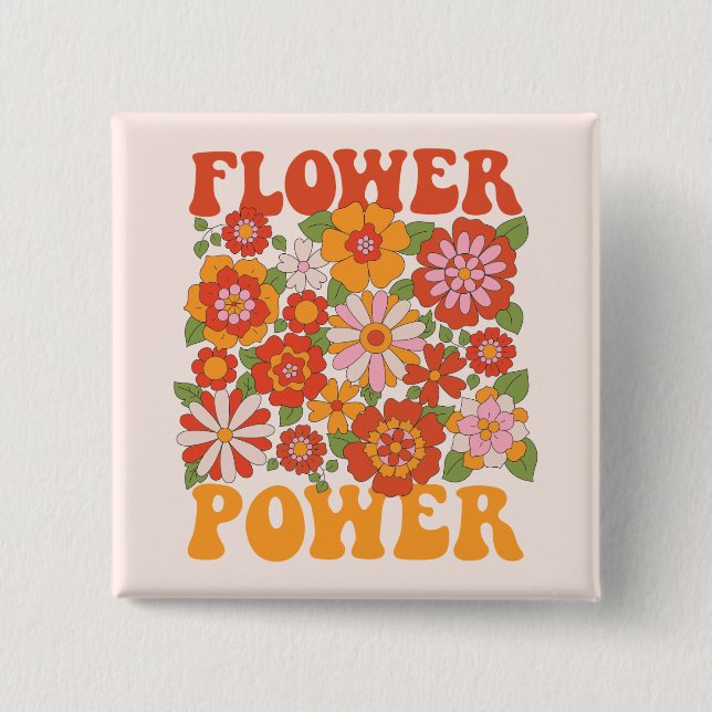 Groovy Flower Power Graphic Knapp (Framsida)
