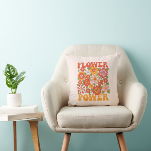 Groovy Flower Power Graphic Kudde
