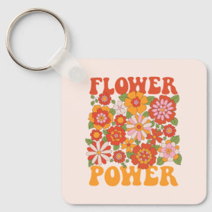 Groovy Flower Power Graphic Nyckelring