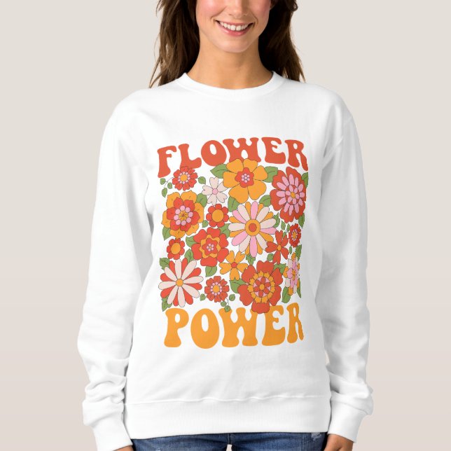 Groovy Flower Power Graphic T Shirt (Framsida)