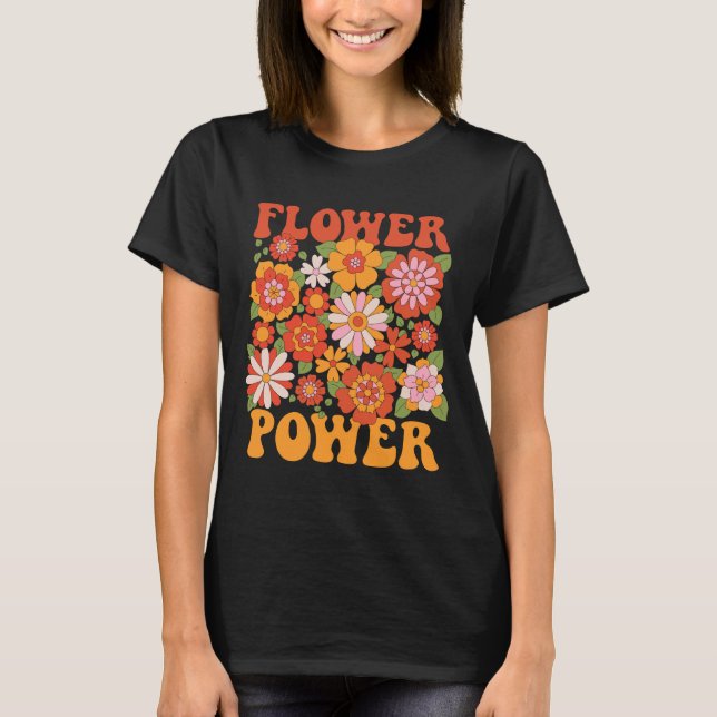 Groovy Flower Power Graphic T Shirt (Framsida)