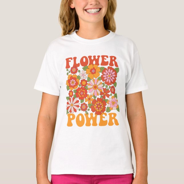 Groovy Flower Power Graphic T Shirt (Framsida)