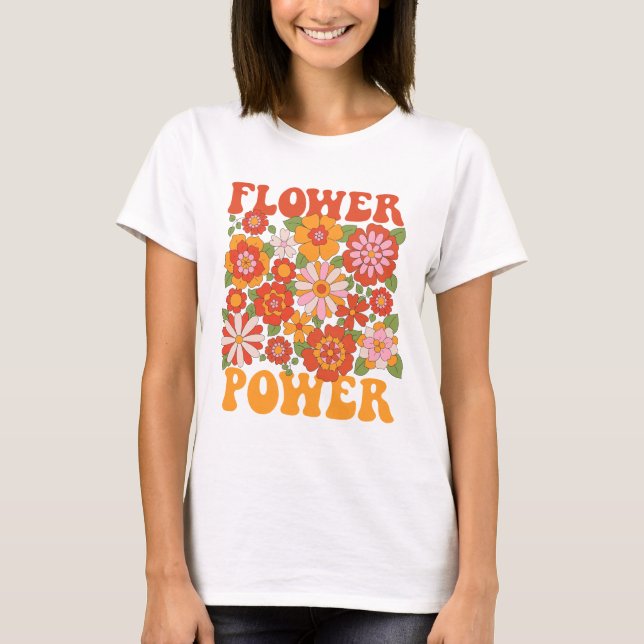 Groovy Flower Power Graphic T Shirt (Framsida)
