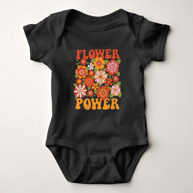 Groovy Flower Power Graphic T Shirt (Framsida)