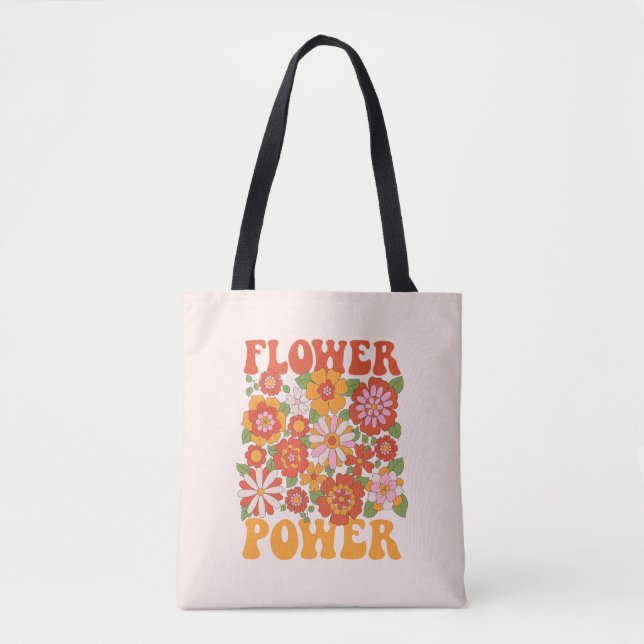 Groovy Flower Power Graphic Tygkasse (Framsida)