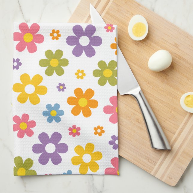 Groovy Flower Power Kökshandduk (Vikt i Fjärdedel)