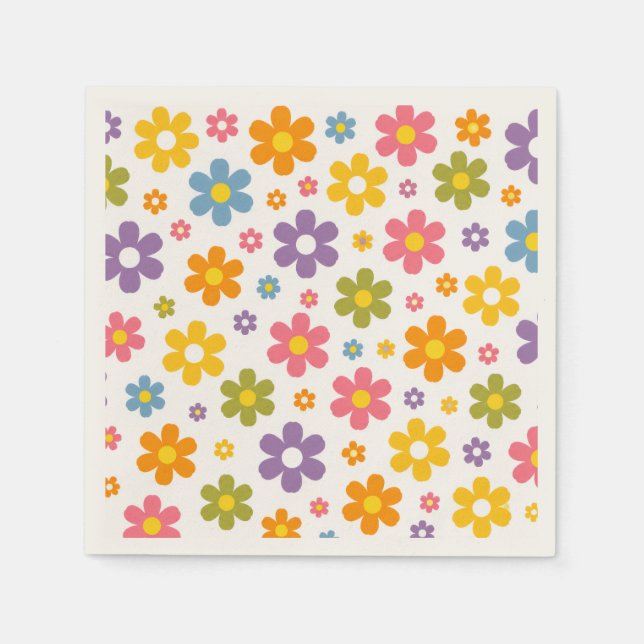 Groovy Flower Power Pappersservett (Framsidan)