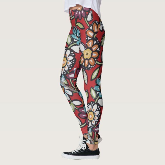 Groovy flower power Thunder_Cove för färgrik Leggings (Vänster)