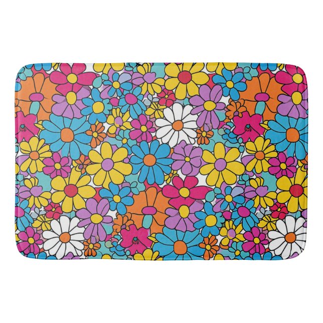 Groovy Flowers Doodle Badrumsmatta (Framsidan)