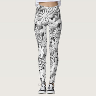 Groovy Flowers Garden Monocrome Leggings