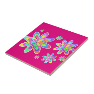 Groovy Flowers Kakelplatta