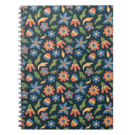 Groovy Flowers Retro Mönster Anteckningsbok