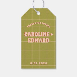 Groovy Fold Grönt Rosa Red Funky Presentetikett