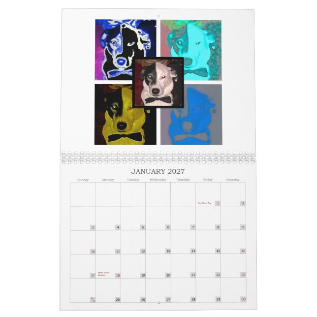 Groovy för hundkonst för valp 2013 kalender (Jan 2027)