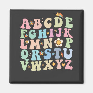Groovy För K Förskola Alfabetet ABC Retro Magnet