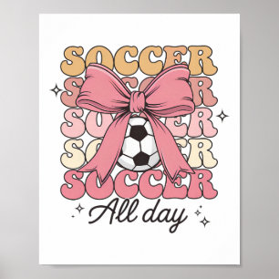 Groovy Fotboll Coquette Bow Fotboll Älskare Fotbol Poster