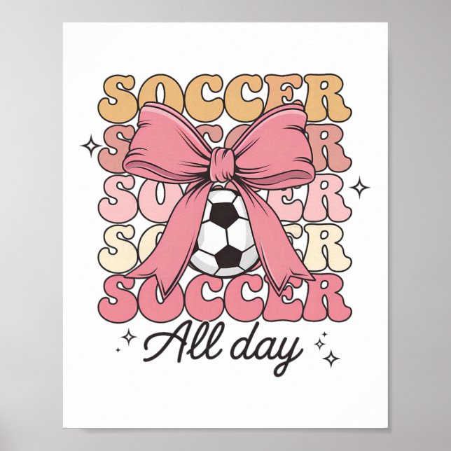 Groovy Fotboll Coquette Bow Fotboll Älskare Fotbol Poster (Framsidan)
