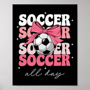 Groovy Fotboll Coquette Bow Tjejer Kvinnor Fotboll Poster