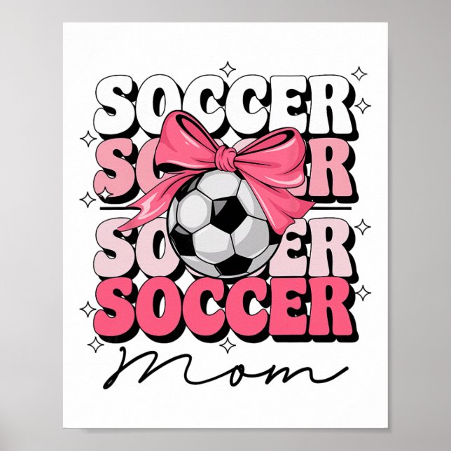 Groovy fotbollsmamma Mor Coquette Bow Fotboll  Poster (Framsidan)