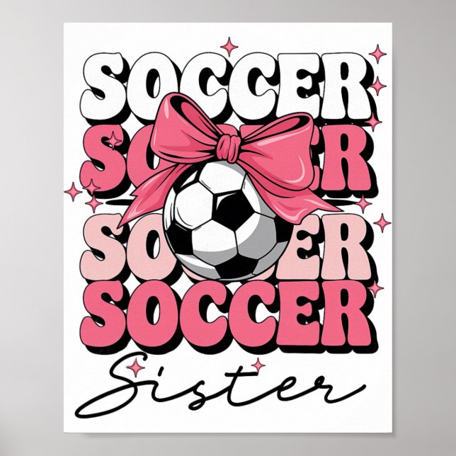 Groovy fotbollssyster Coquette-båge fotboll  Poster (Framsidan)