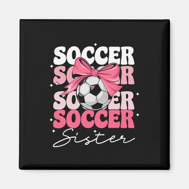 Groovy Fotbollssyster Coquette Bow Fotboll _2  Magnet (Framsidan)