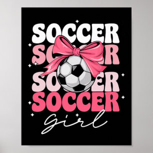 Groovy fotbollstjej Tjejers Coquette Bow Fotboll _ Poster