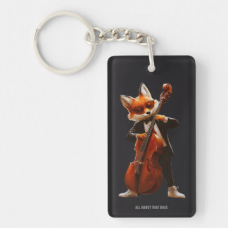 Groovy Fox Bass Player Acoustic Jazz Keyring