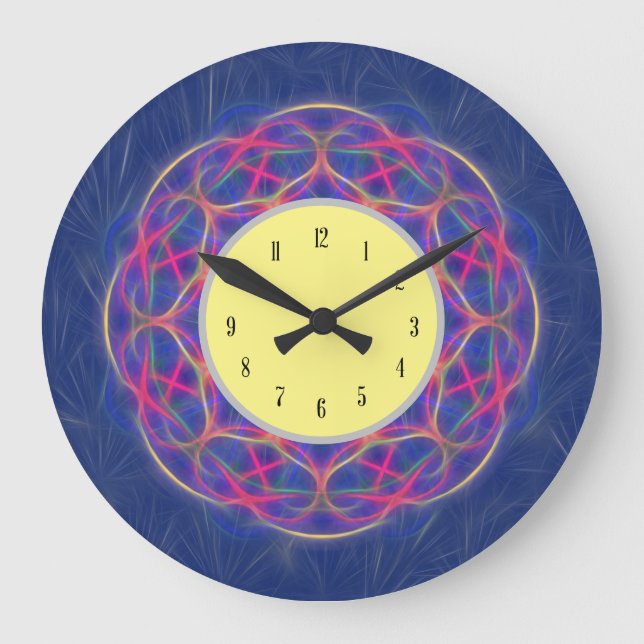 Groovy Fractal Art Clock Stor Klocka (Framsida)
