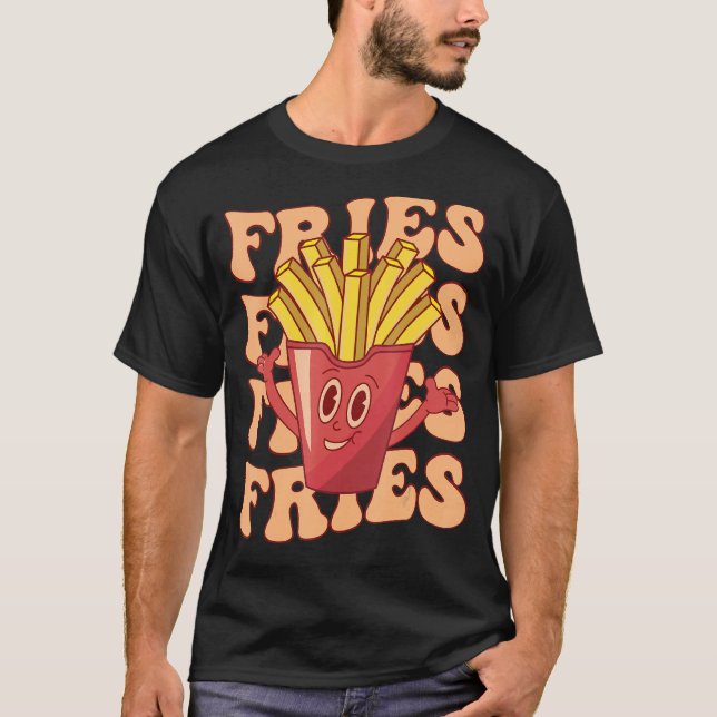 Groovy Fransk Fries Fast Food Potato Fries T Shirt (Framsida)