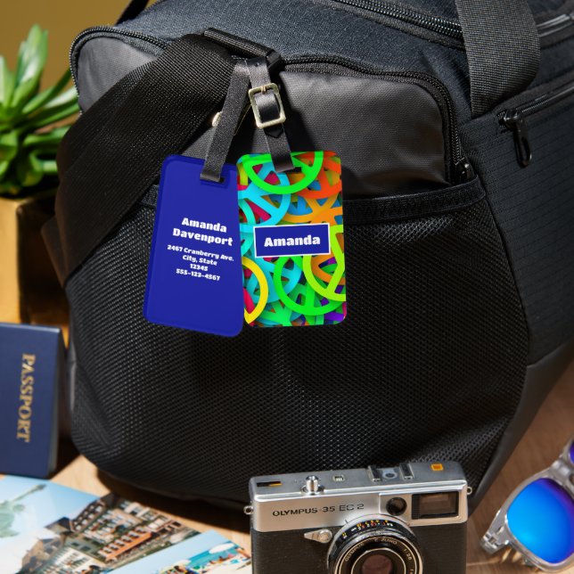 Groovy Fredstecken Rainbow Mönster Bagagebricka (Fram & Baksida)