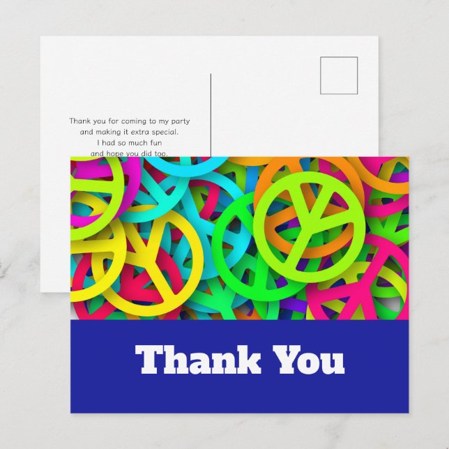 Groovy Fredstecken Rainbow Mönster Vykort (Fram/baksida)