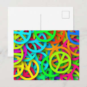 Groovy Fredstecken Rainbow Mönster Vykort