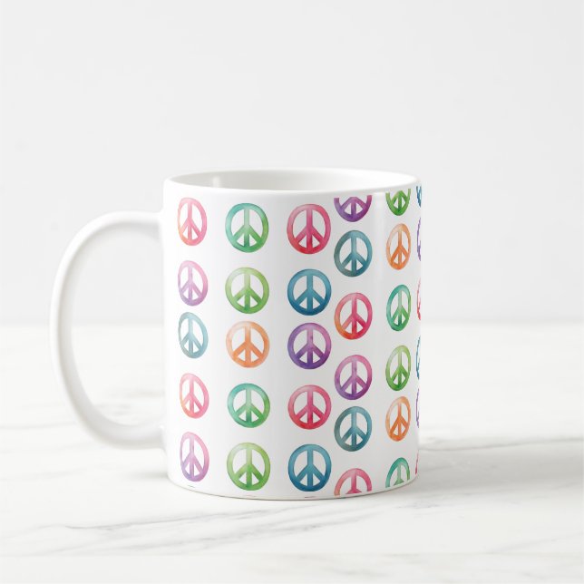 Groovy fredstecken vattenfärg stil hippie kärlek kaffemugg (Vänster)