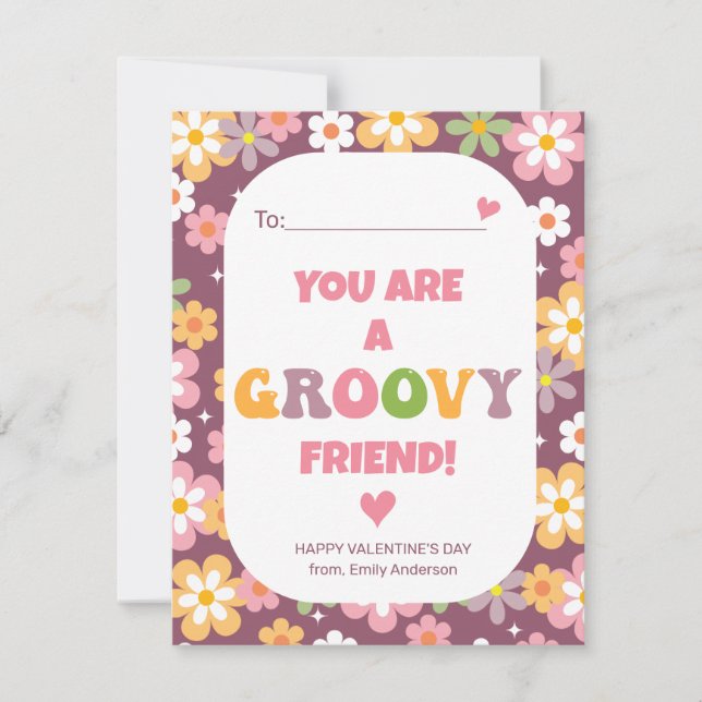 Groovy Friend Classroom Valentine Julkort (Framsida)