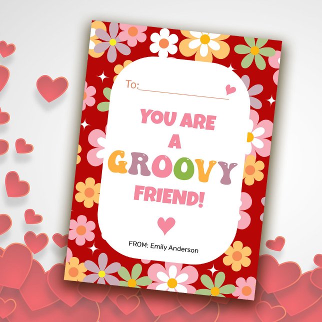 Groovy Friend Klassrumsvalentin Platt Presentkort Anteckningskort (Skapare uppladdad)