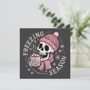 Groovy frysande säsong skelett vintersäsong jul julkort