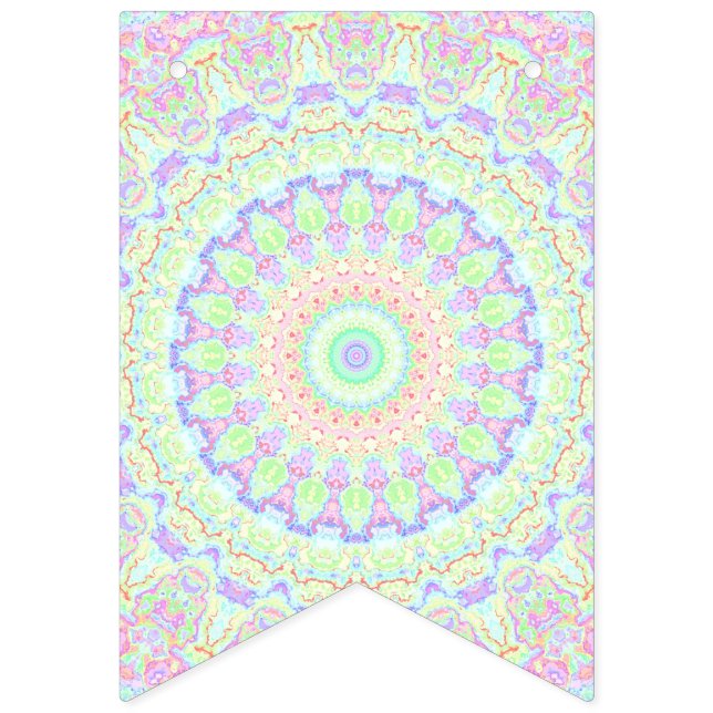 Groovy Funky Boho Hippie Rainbow Abstrakt Mandala Vimplar (Första flaggan)