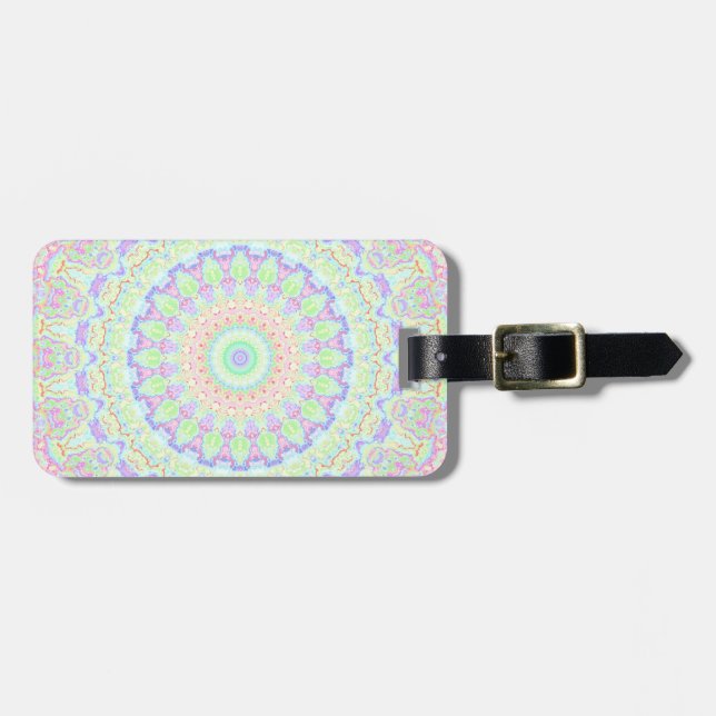 Groovy Funky Boho Hippie Regnbåge Abstrakt Mandala Bagagebricka (Horisontell Framsida)