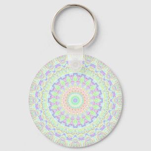 Groovy Funky Boho Hippie Regnbåge Abstrakt Mandala Nyckelring
