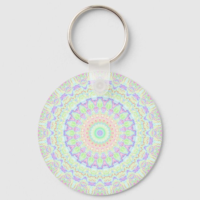 Groovy Funky Boho Hippie Regnbåge Abstrakt Mandala Nyckelring (Framsida)