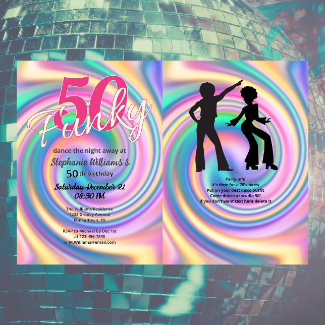 Groovy Funky Disco Tie Dye Kvinnor 50:e födelsedag Inbjudningar (Skapare uppladdad)