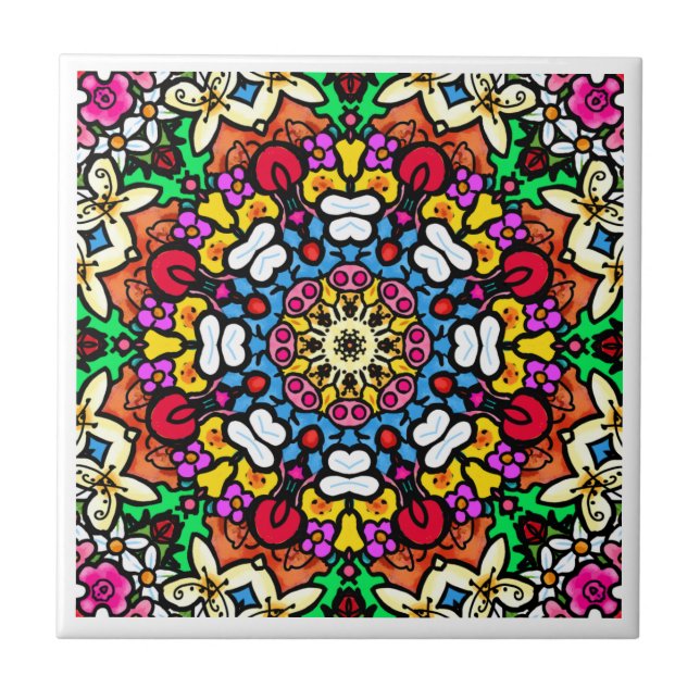 Groovy Funky Flower Power  Kakelplatta (Framsidan)