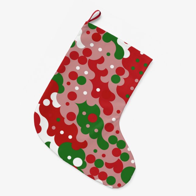 Groovy Funky Mod Retro jul Mönster Stor Julstrumpa (Framsidan (Hängande))