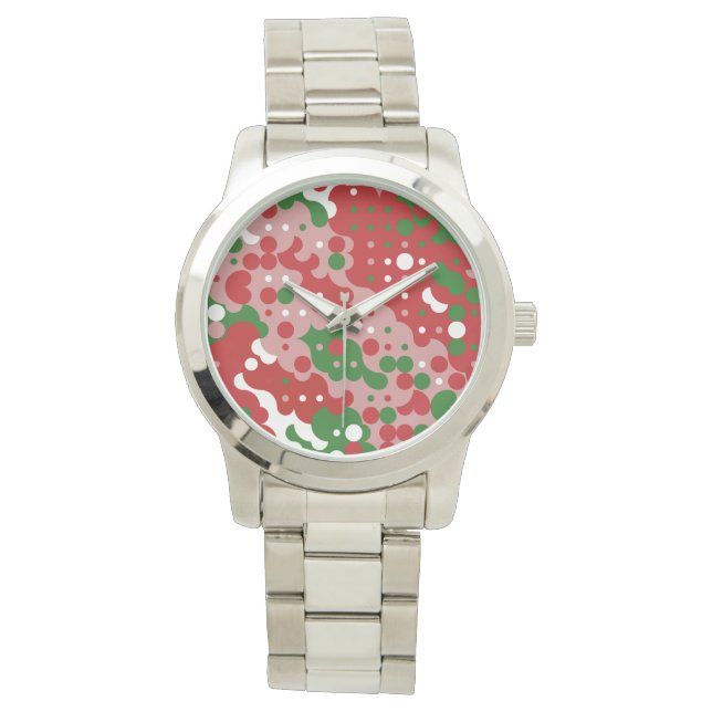 Groovy Funky Mod Retro Julmönster  Armbandsur (Framsida)