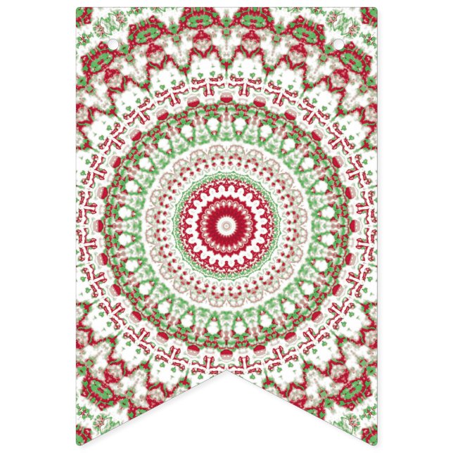 Groovy Funky Tie Dye Jul Boho Hippie Mandala Vimplar (Första flaggan)