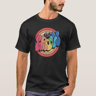 Groovy Funky Vintage Regnbågcirkel T Shirt
