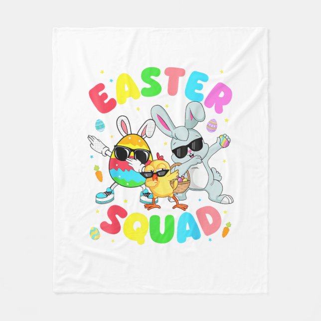 Groovy Funny Rabbit Egg Chick Easter Squad Day Men Fleecefilt (Framsidan)