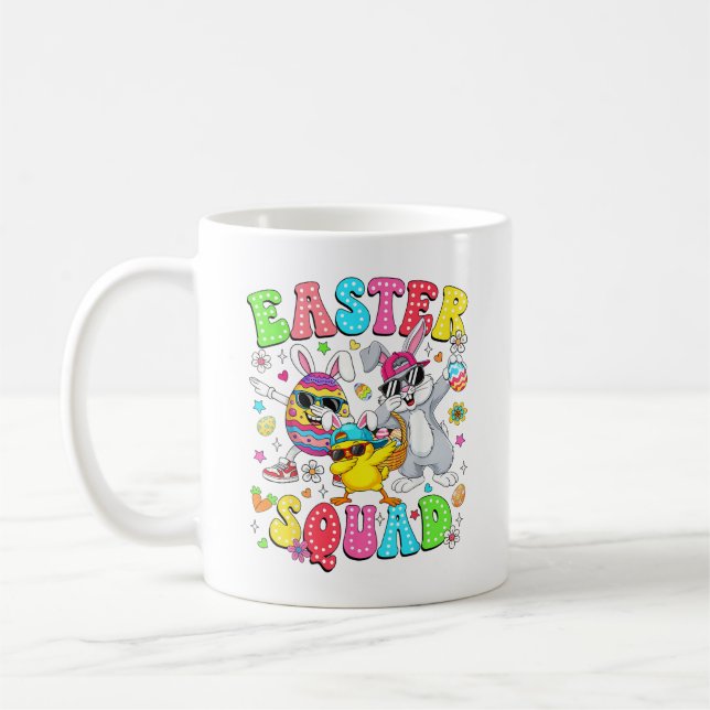 Groovy Funny Rabbit Egg Chick Easter Squad Day Men Kaffemugg (Vänster)