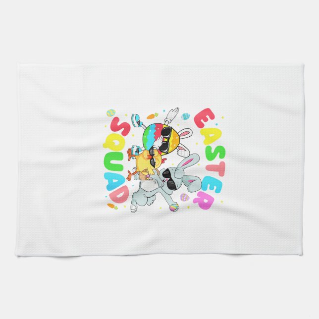 Groovy Funny Rabbit Egg Chick Easter Squad Day Men Kökshandduk (Horisontell)