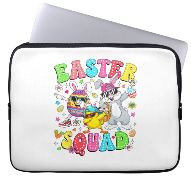 Groovy Funny Rabbit Egg Chick Easter Squad Day Men Laptop Fodral (Framsidan)